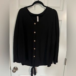 Womans Top - Black - button down feature with a tie